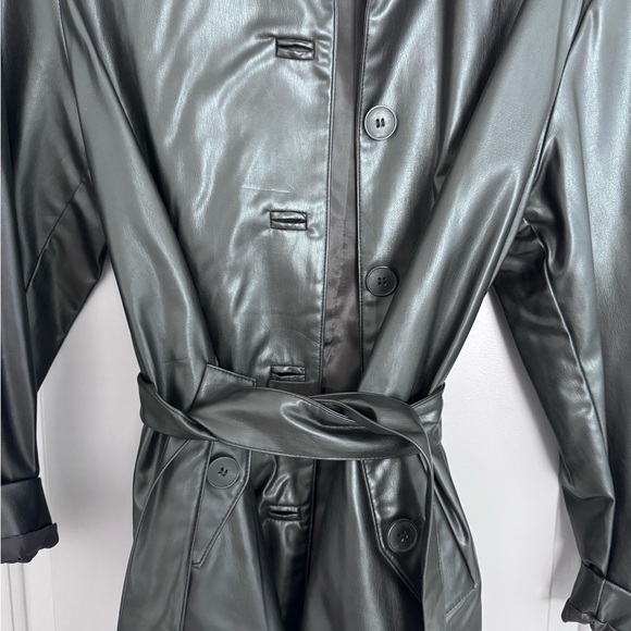 Zara leather shirt with belt tie size small - Picture 2 of 4